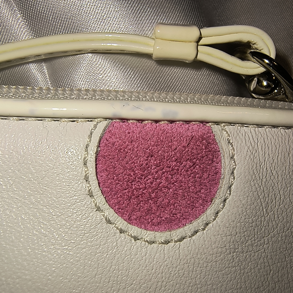Vintage COACH LTD ED MULTICOLOR POLKA DOT WHITE LEATHER WRISTLET - Picture 6 of 8